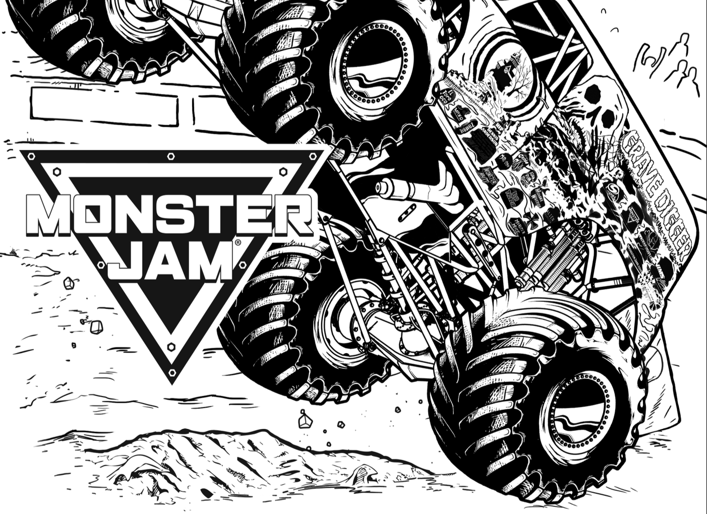 Grave Digger – Monster Jam Colouring Sheet